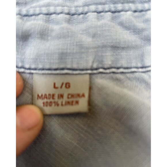 Tommy Bahama L Linen Button Up Shirt Relaxed Fit Blue Large - Picture 5 of 8